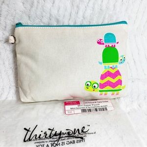 Thirty One Mini Zippered Pouch Topsy Turtles NEW
